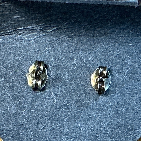 Diamond and Sapphire Heart Shaped Earrings on 925 Gold - Picture 4 of 5